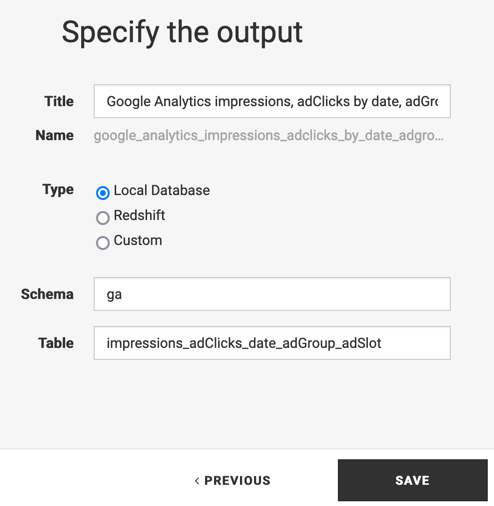 Specify the output details