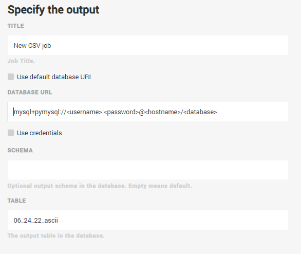 CSV Job with MariaDB