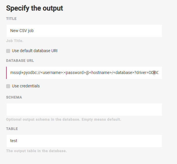 Output Data to Azure SQL Server