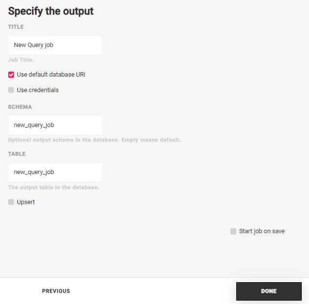 Query Output Screen